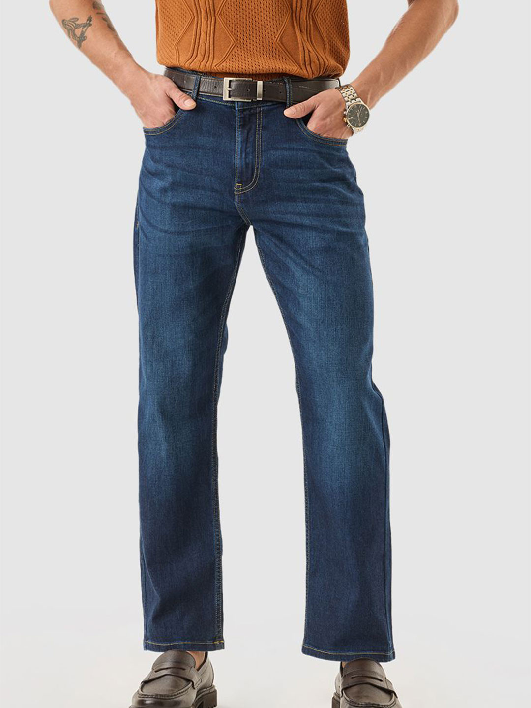 Snitch Men Indigo Mid-Rise Regular Fit Jeans
