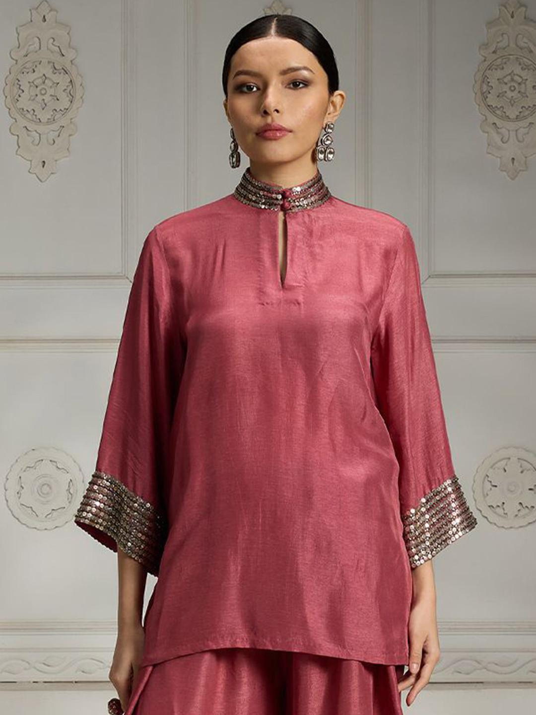 Rivaar By Rocky Star Women Flared Sleeves Thread Work Kurta