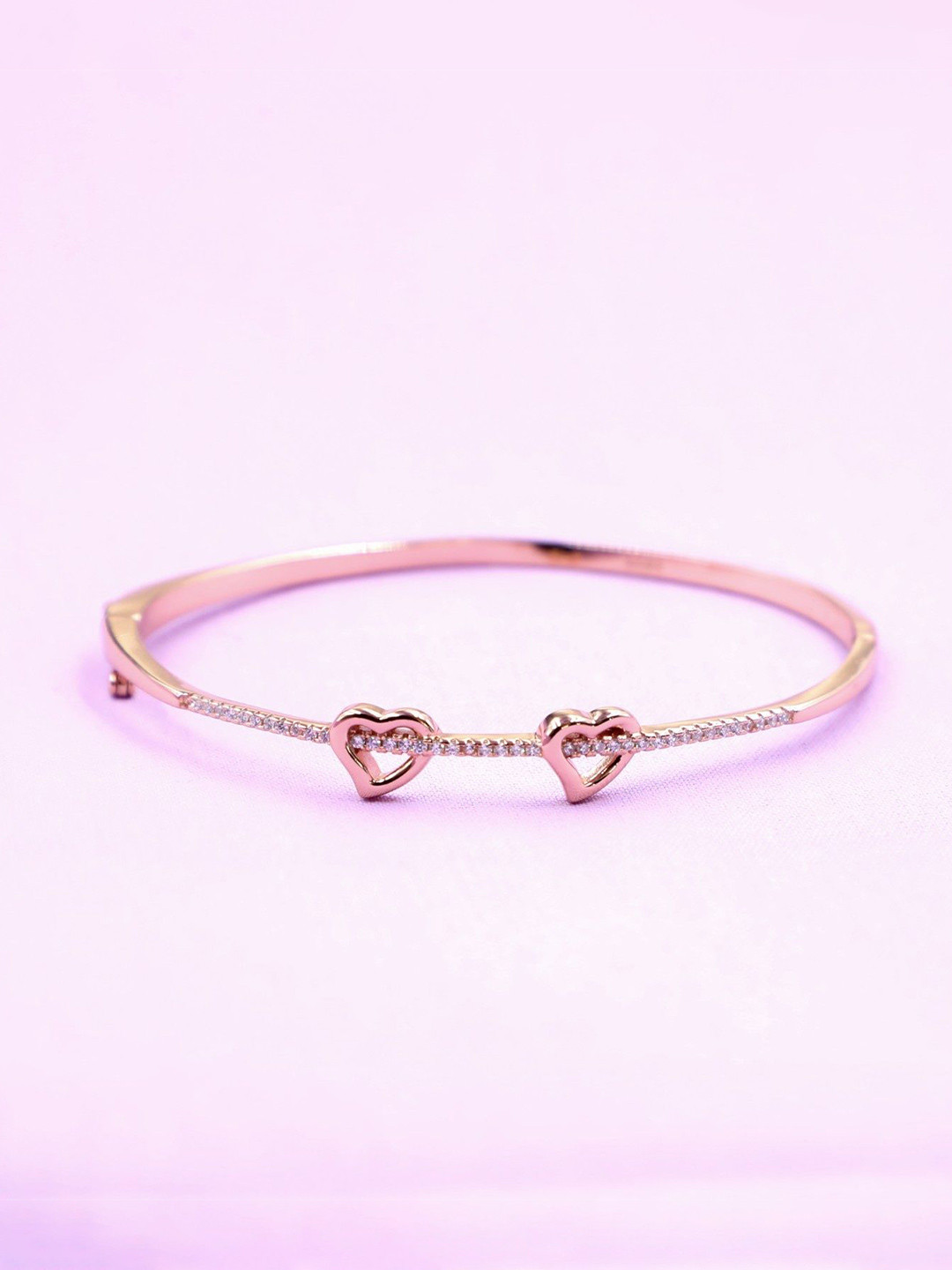 Silverian The House Of Silver Rose Gold-Plated Cubic Zirconia Studded Cuff Bracelet