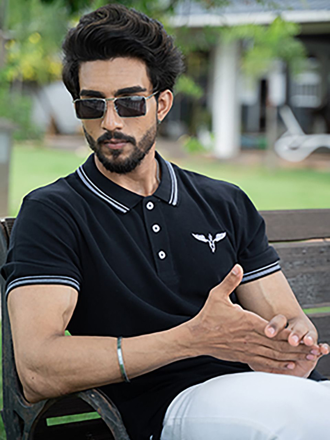 KEITH KARTER Men Polo Collar Brand Logo Slim Fit T-shirt