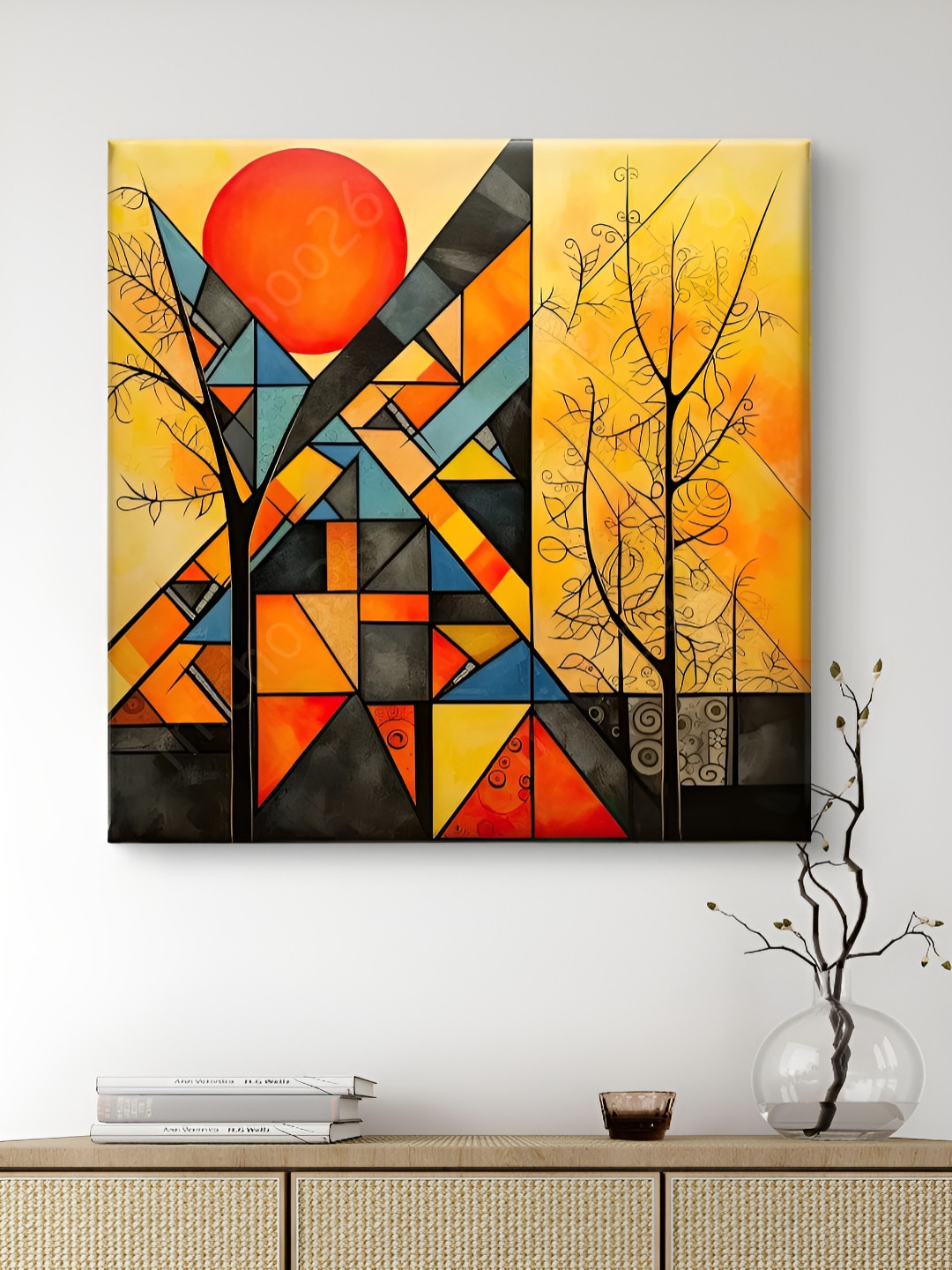 Myntra Elegant Homes Yellow & Orange Abstract Canvas Wall Art