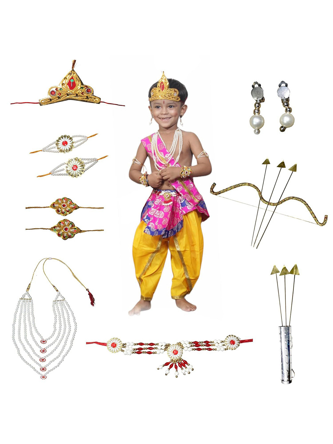 Kaku Fancy dresses Boys Woven Design Top With Dhoti Pant Ram Costume