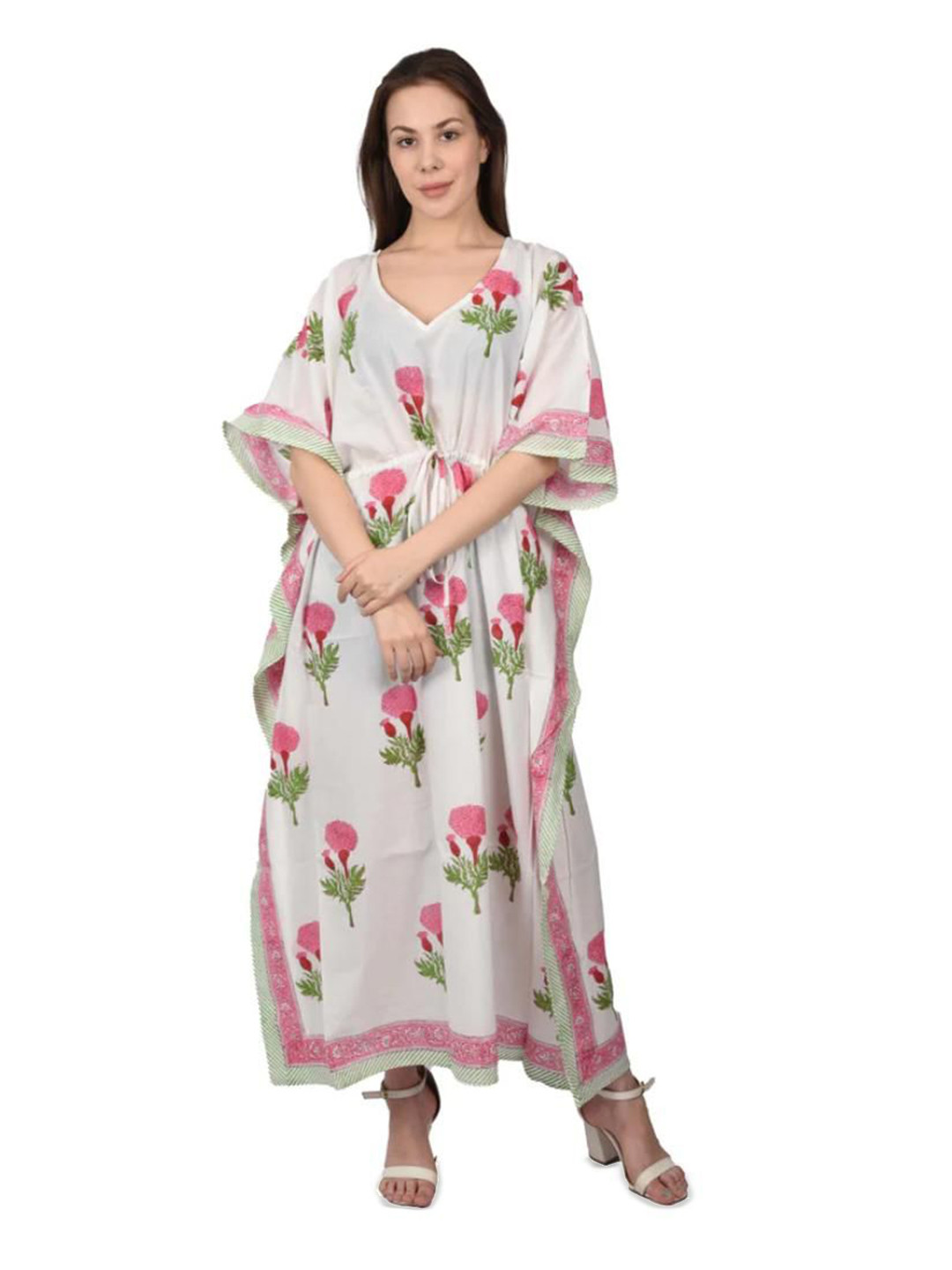 Fabric Venue Women Floral Print Kaftan Maxi Dress