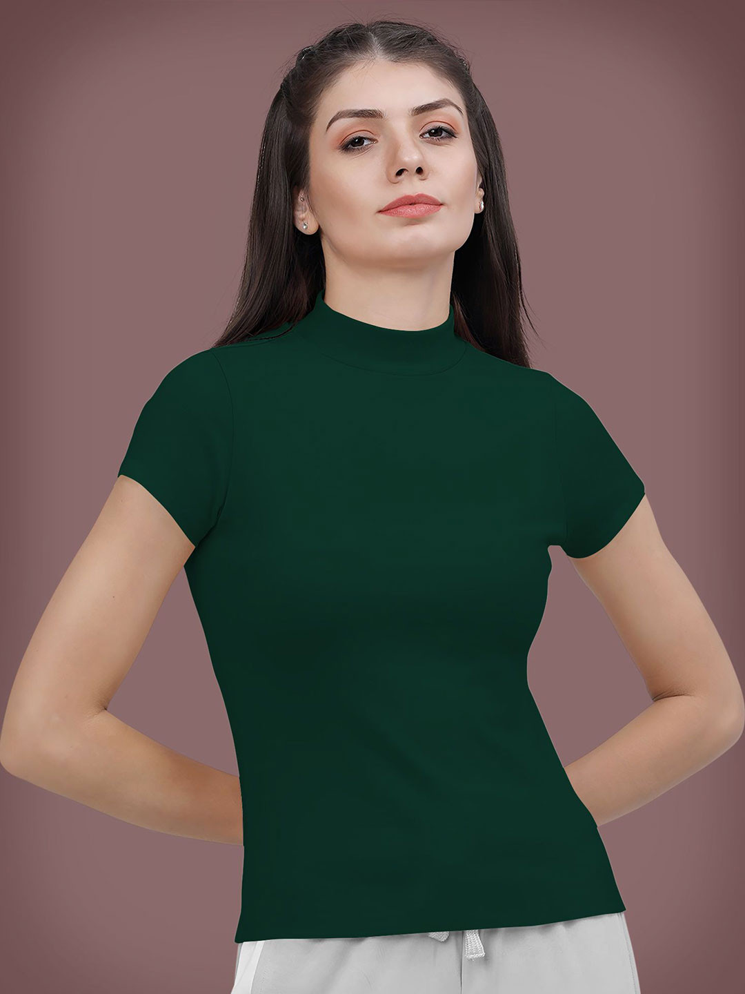 Dream Beauty Fashion Women Short Neck Long Sleeves Regular Top