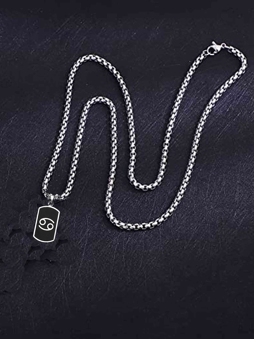 M Men Style Stainless Steel Geometric Zodiac Sign Pendant With Chain