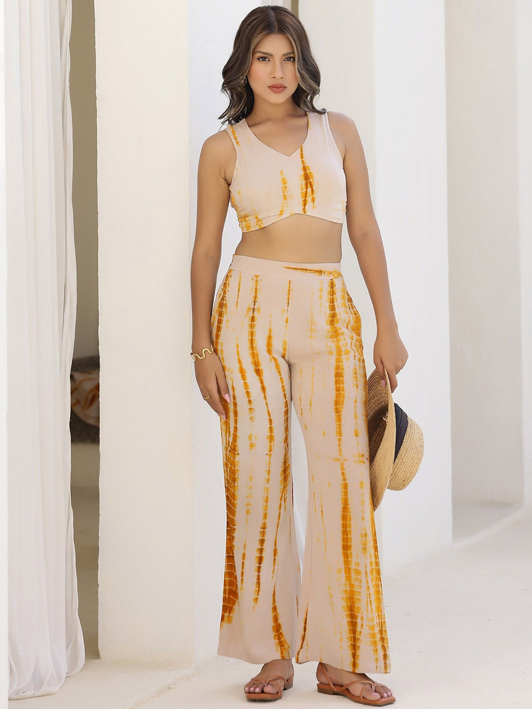 Flabae Pavlina Tie-Dyed V-Neck Sleeveless Co-Ord Set