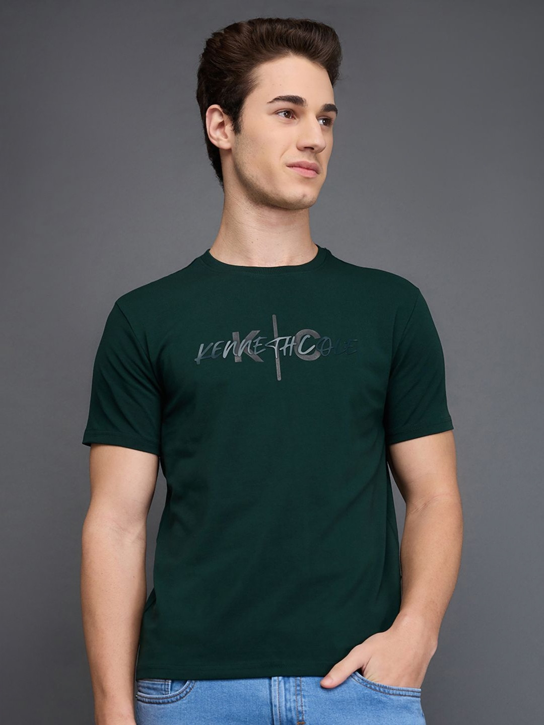 Kenneth Cole Men Brand Logo Printed Applique Slim Fit T-shirt