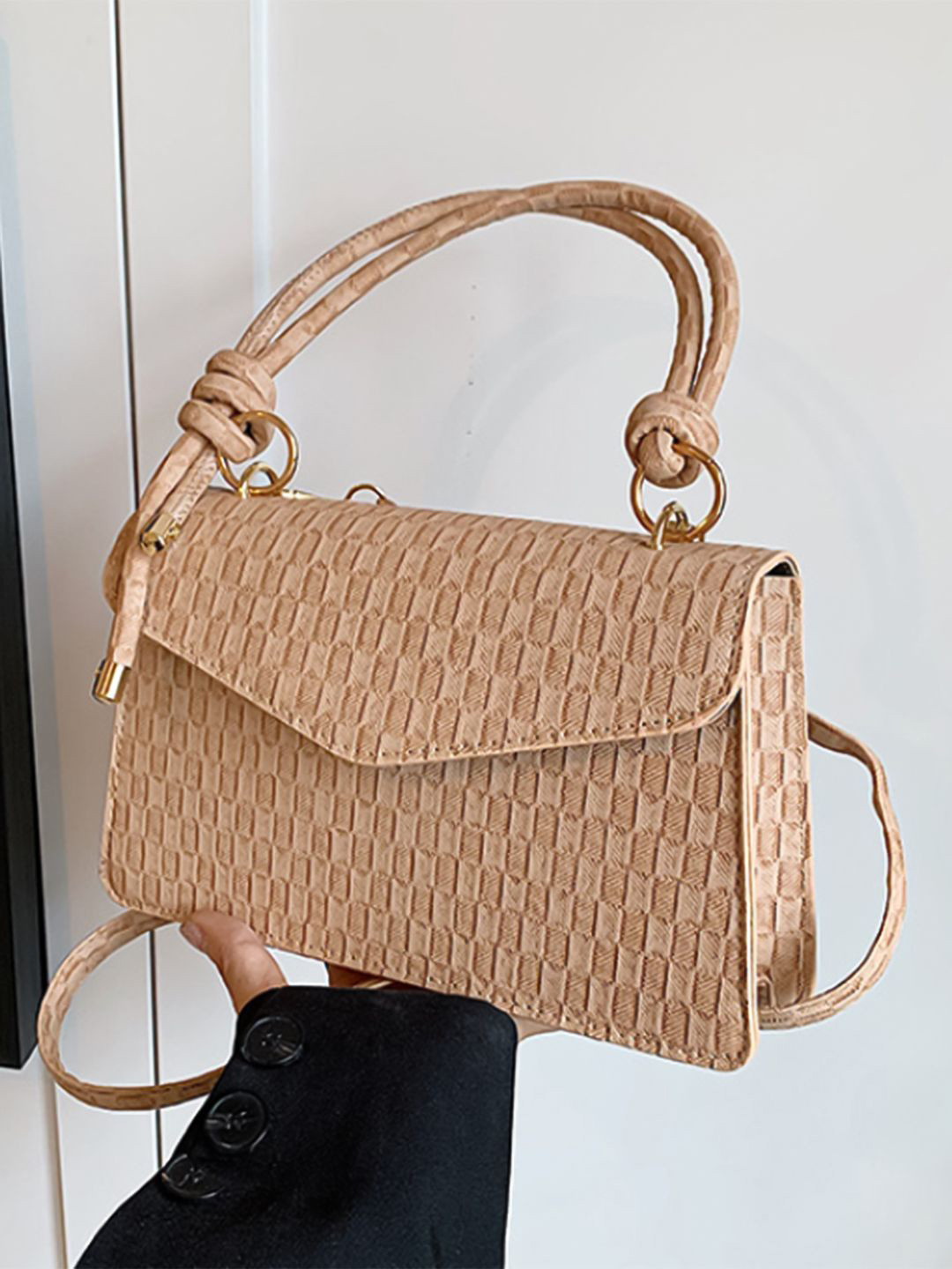 HAUTE SAUCE  Women's Beige Vegan Leather Hand Bag