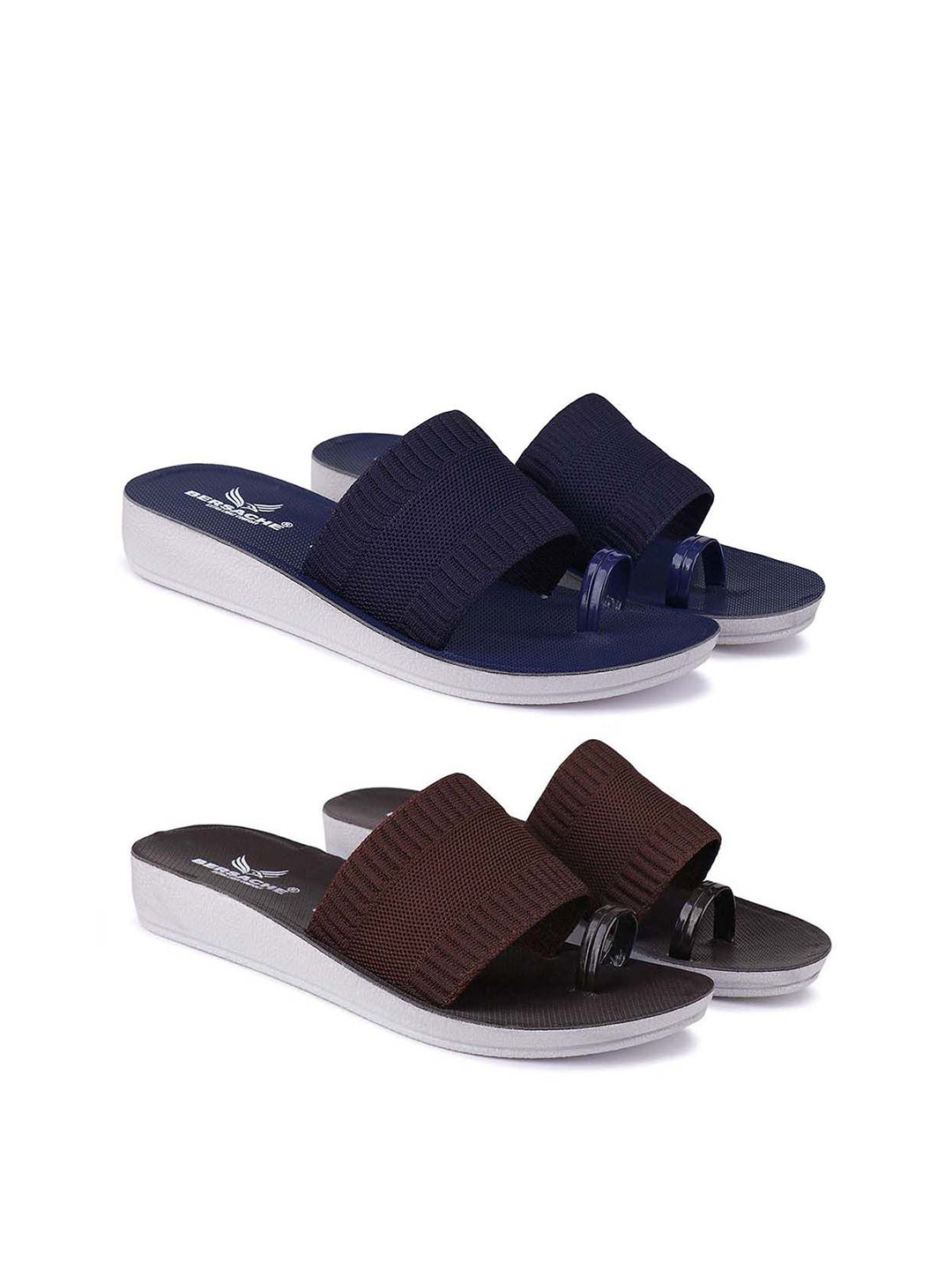 BERSACHE Women Set Of 2 One Toe Flats