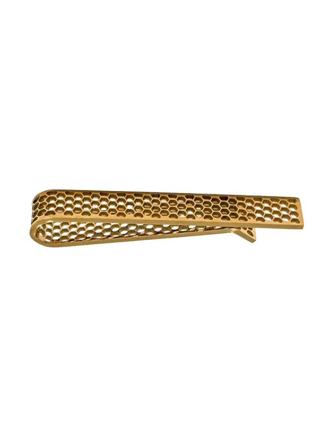 The Tie Hub Gold Honeycomb Pattern Brass Tie Bar for Men