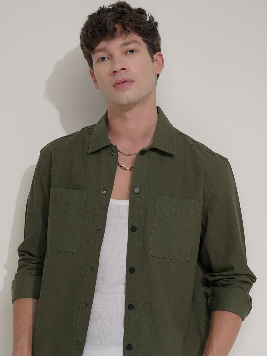 HIGHLANDER Men Comfort Opaque Casual Relaxed Overshirt Shirt