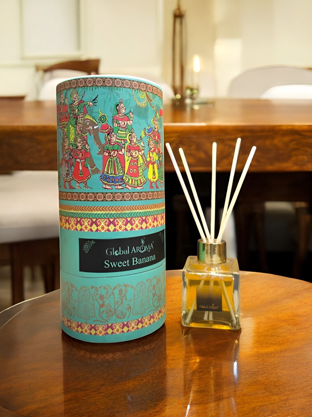 GLOBAL AROMA Blue & Red Sweet Banana Reed Aroma Oil Diffuser & Sticks 100ml