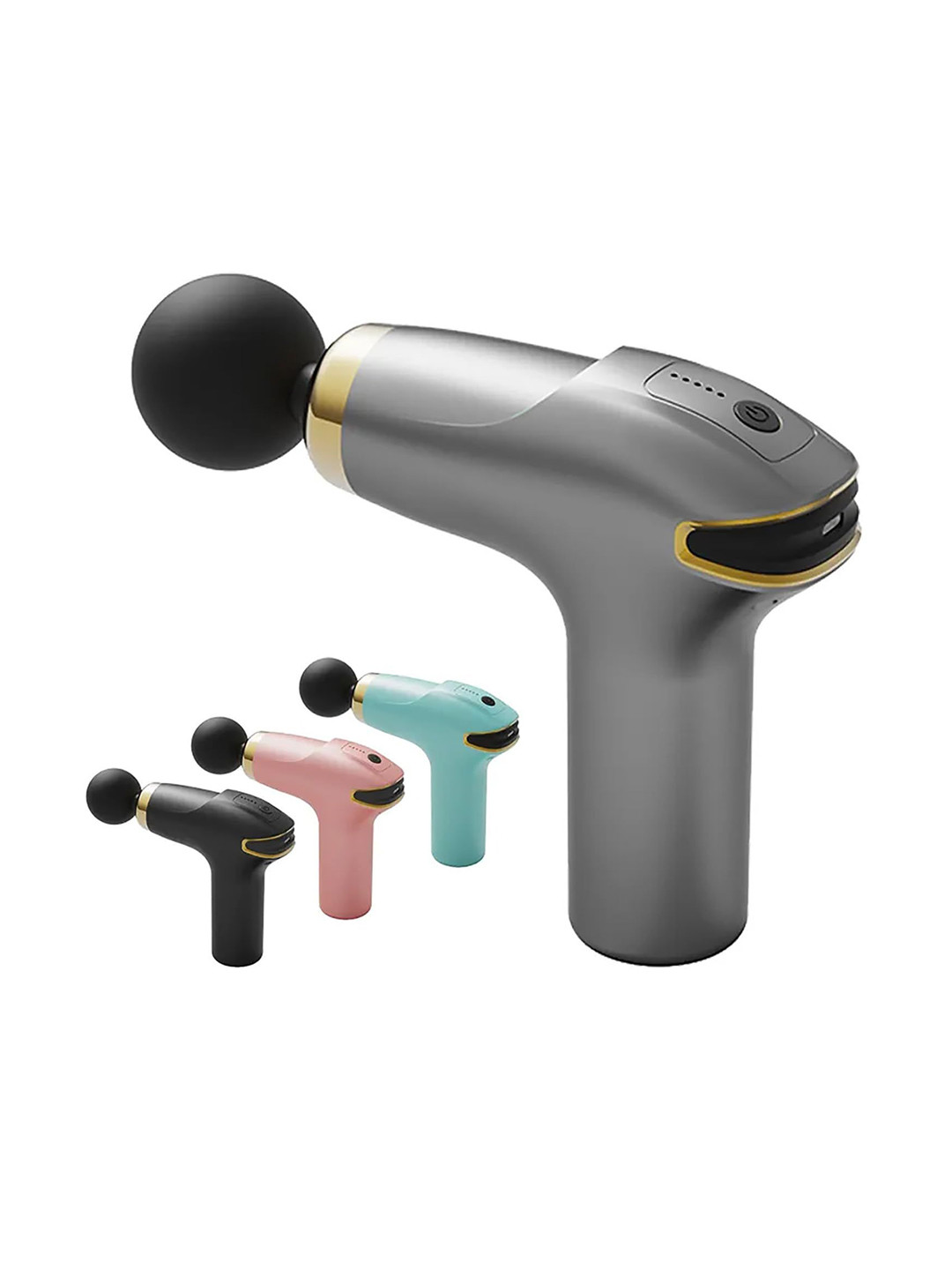 TENS Massage Gun Vibration With 8 Massage Attachments For Full Body - Grey