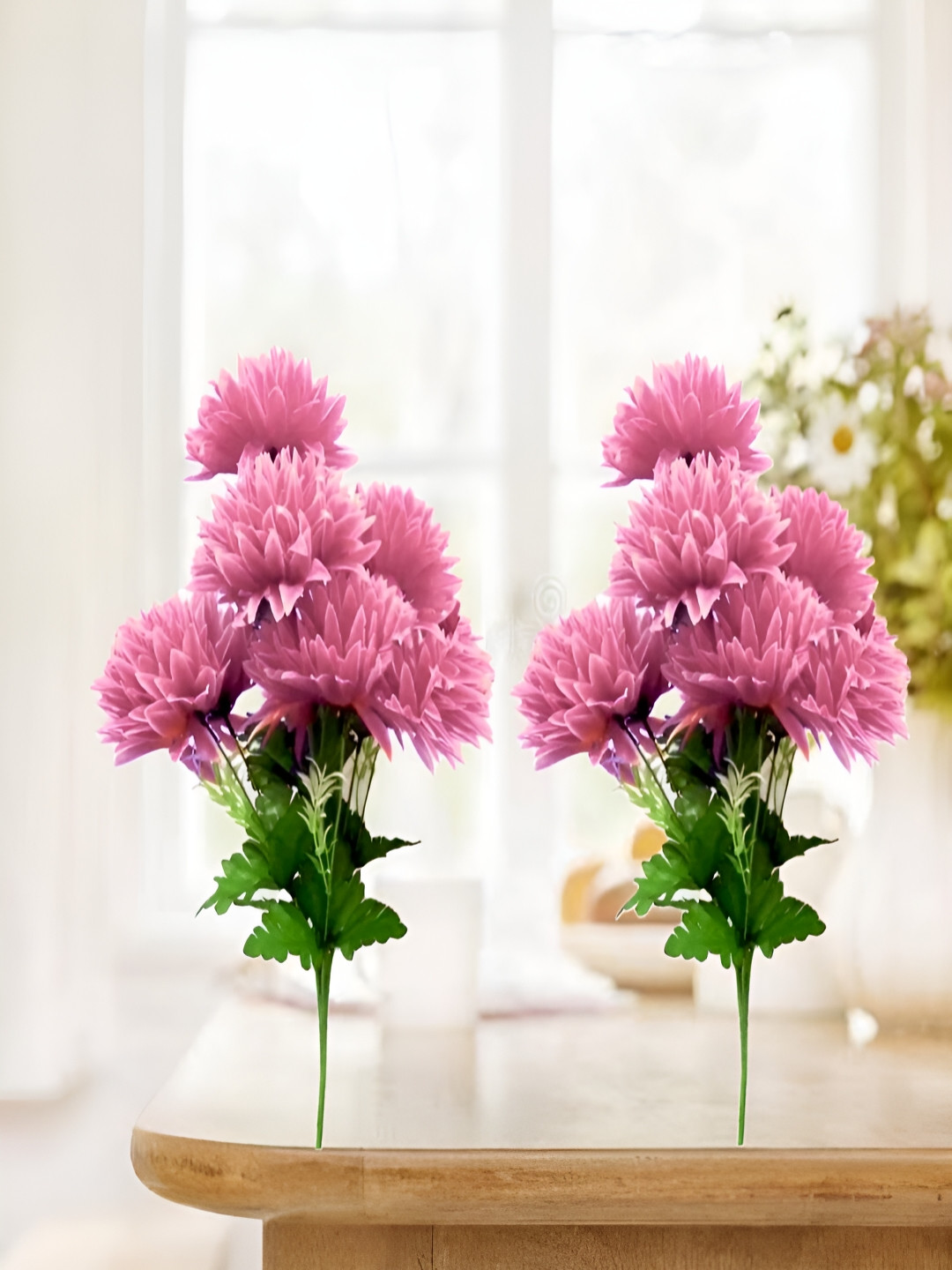SUNEVER Pink 2 Pieces Dahlia Artificial Flower