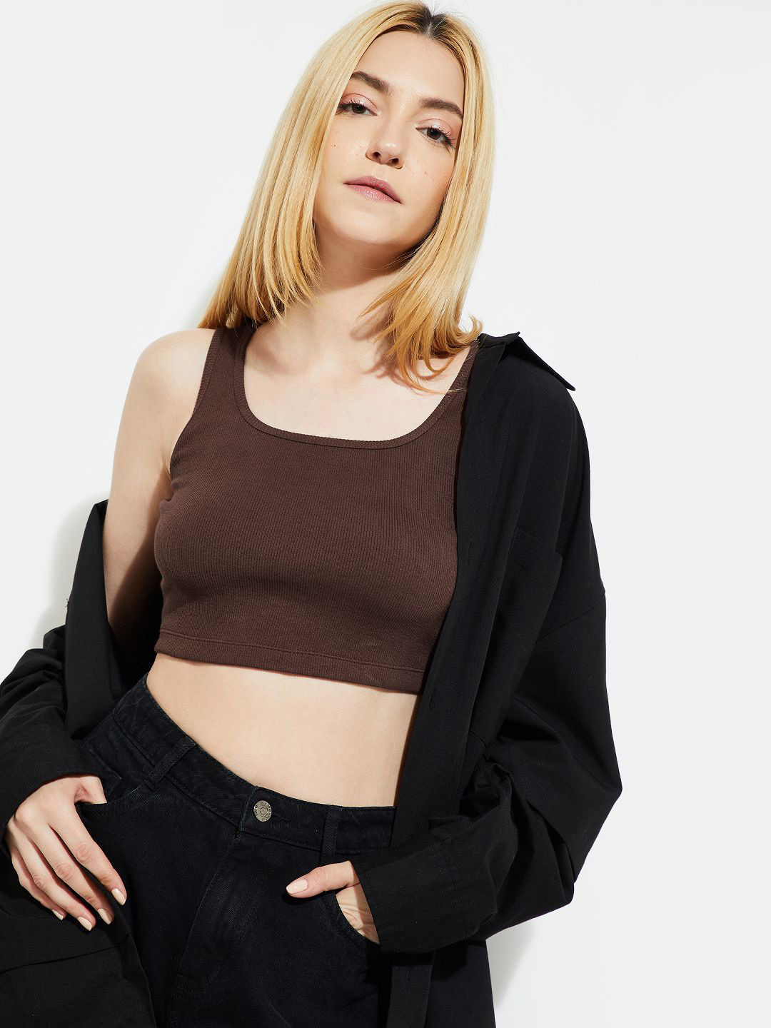 max Cotton Styled Back Crop Top