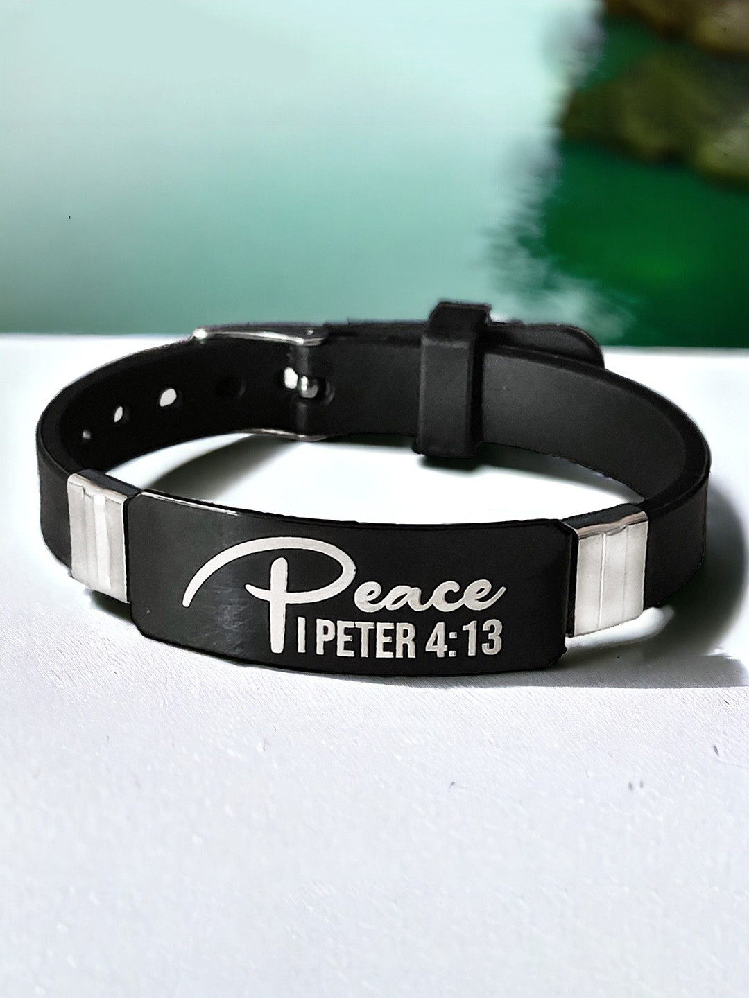 M Men Style Stainless Steel Wraparound Bible Verse Bracelet