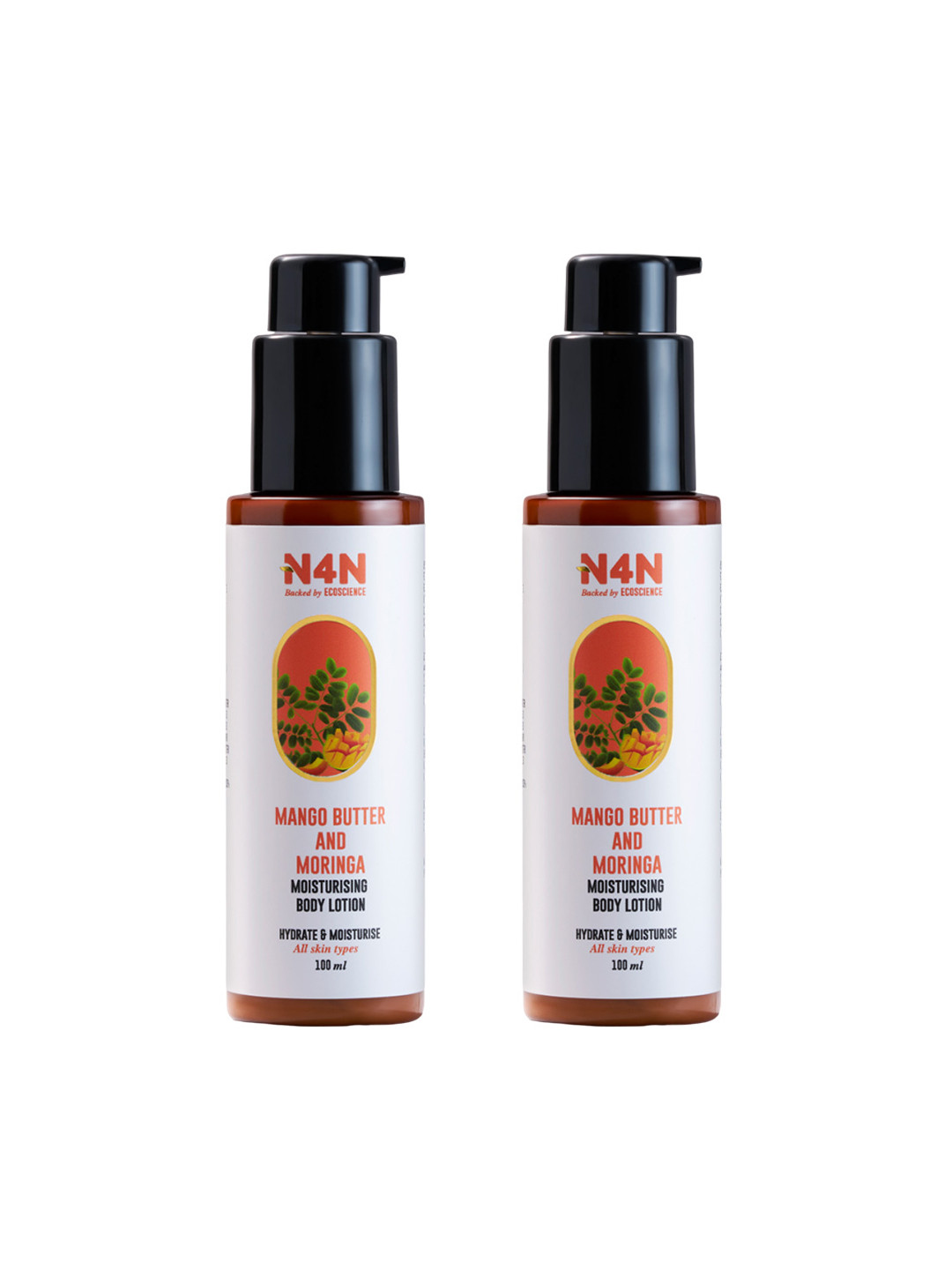 N4N  Set of 2 Mirror Glow Body Lotion With Mango Butter & Moringa - 100 ml each