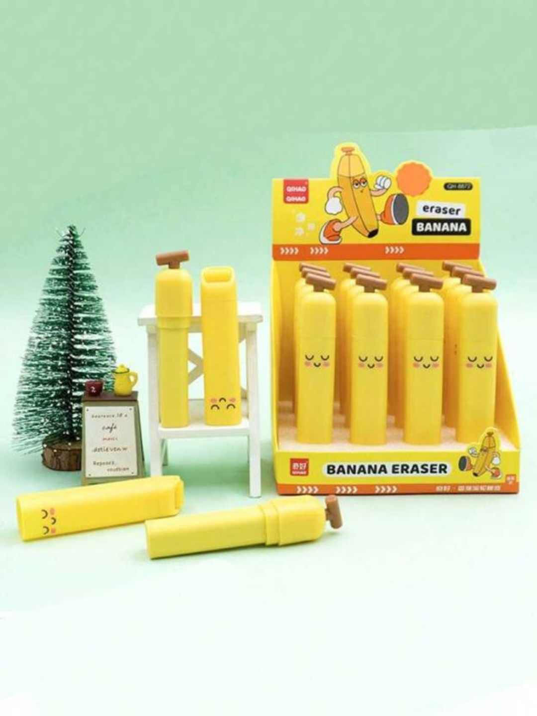 YK Kids Set Of 4 Banana Shape Fancy Erasers