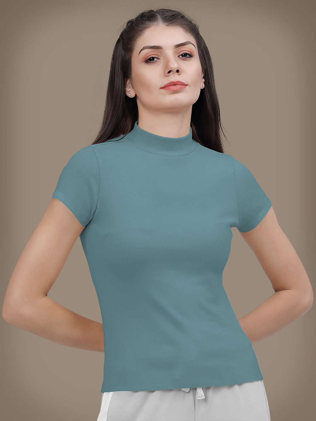 Dream Beauty Fashion Women High Neck Fitted Top