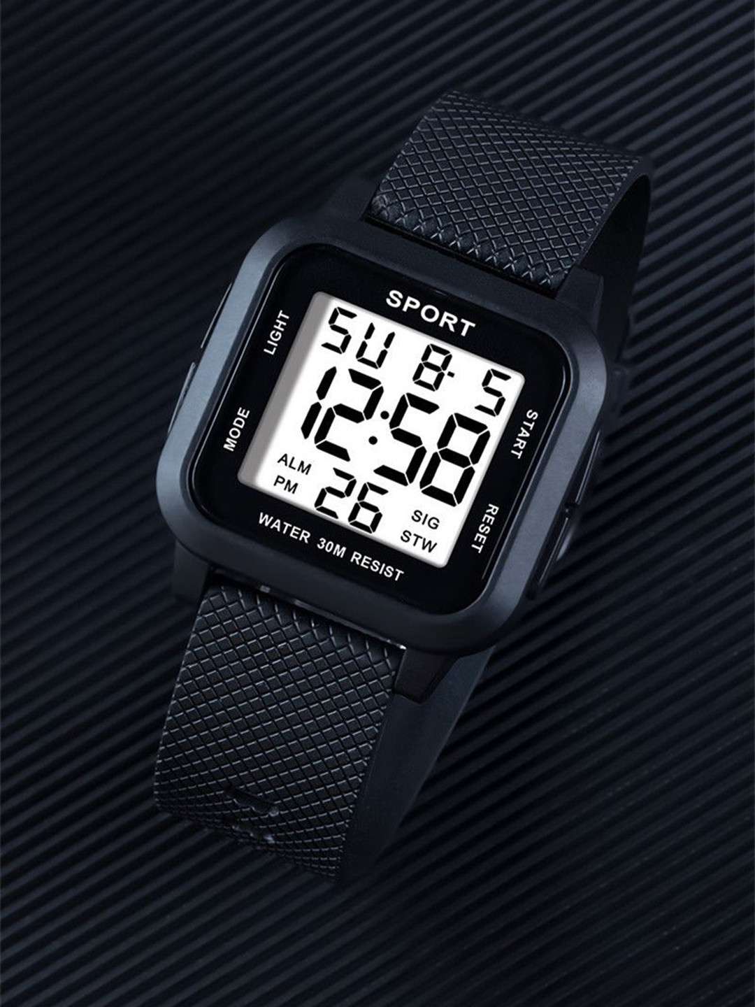 Poshi Men Square Dial Abs Strap Watch with Adjustable Clasp
