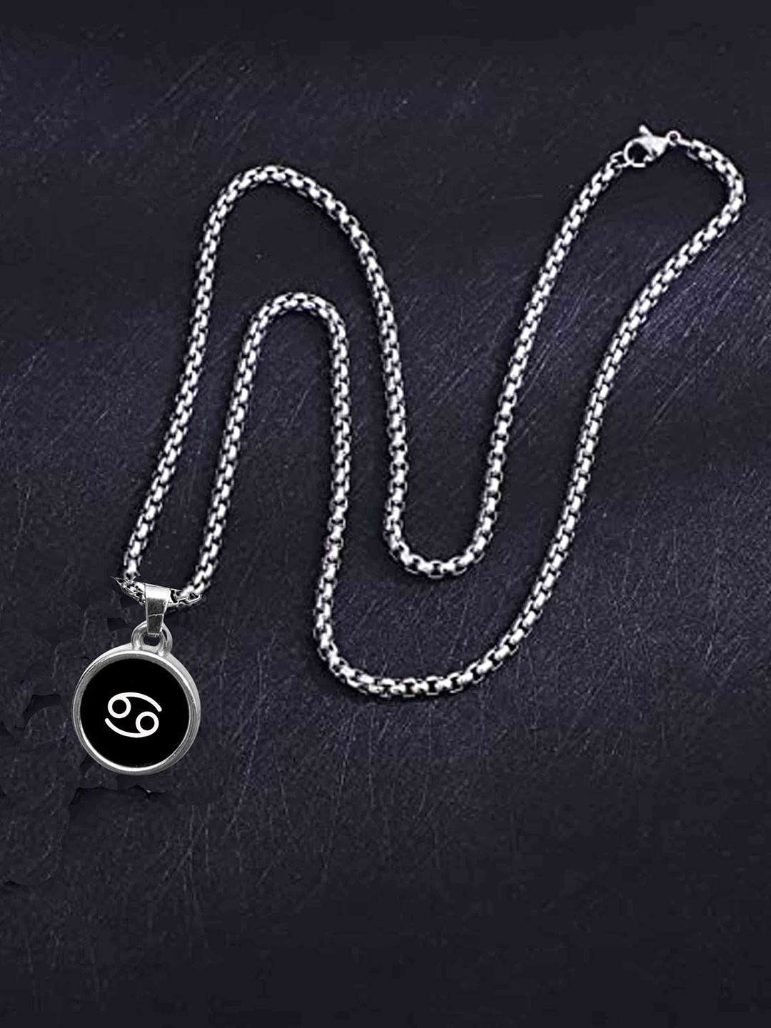 M Men Style Stainless Steel Geometric Zodiac Sign Pendant With Chain