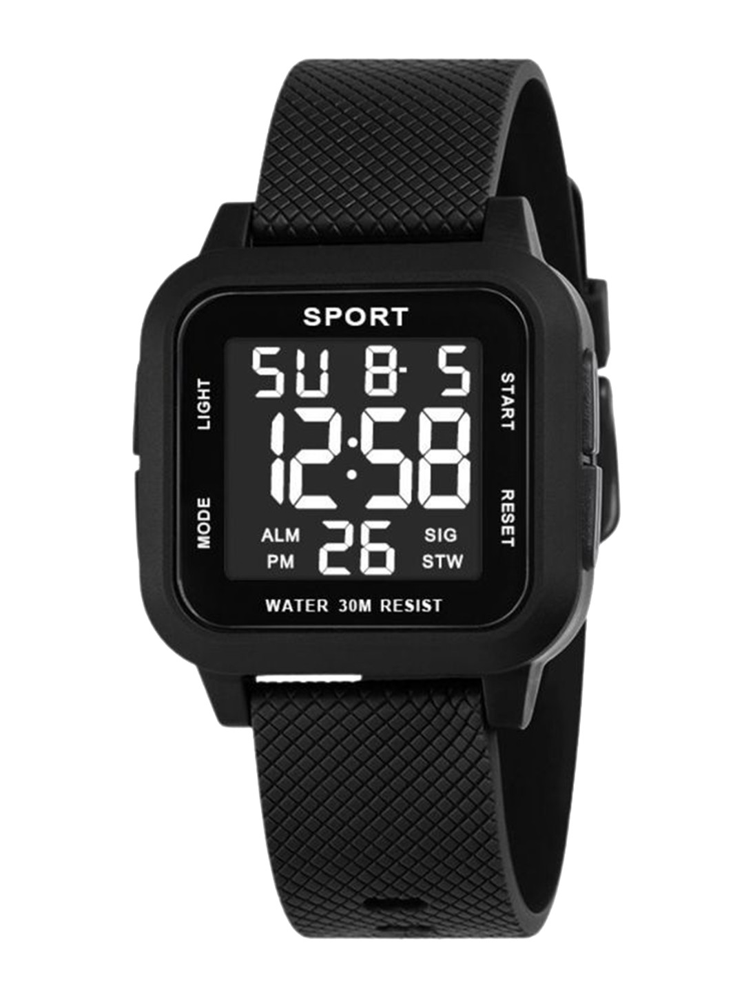 Poshi Men Square Dial Abs Strap Watch with Adjustable Clasp