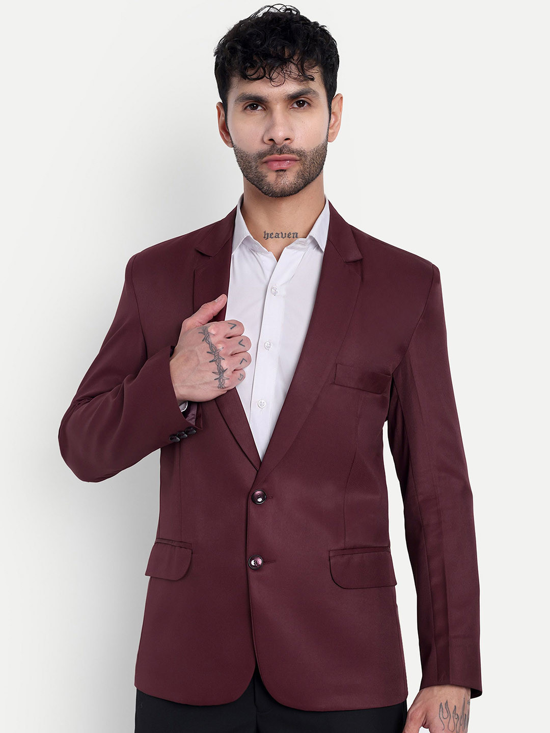 BAESD Single Notched Lapel Regular Fit Breasted Blazers
