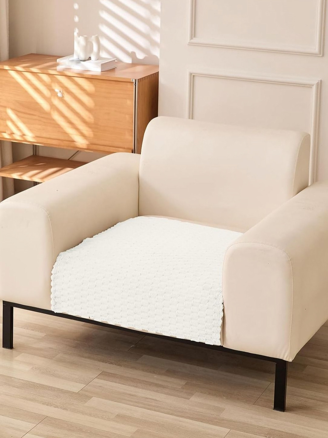 HOUSE OF QUIRK 1-Seater Honeycomb Velvet Anti-Slip Stretch Sofa Mat