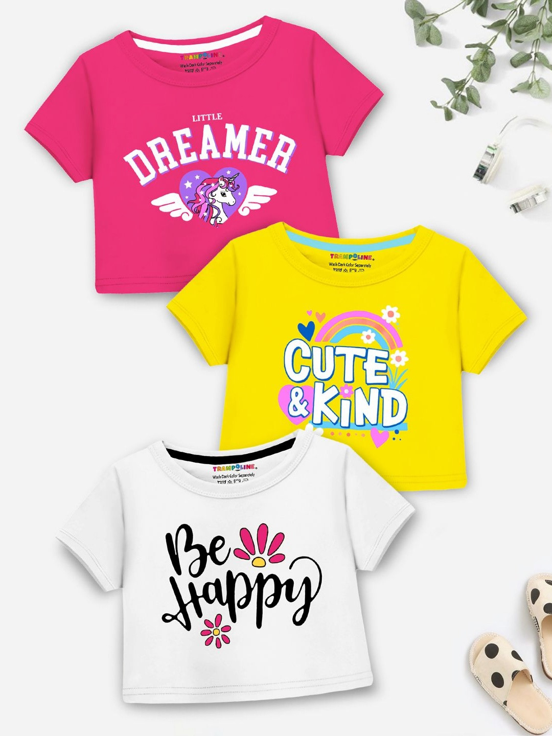 YK X Trampoline Girls Pack of 3 Graphic Printed Crop Top