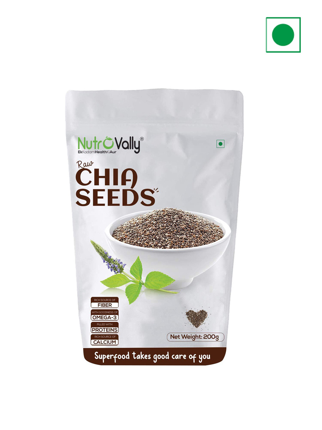 NutroVally Raw Chia Seeds With Omega 3 - 200 g