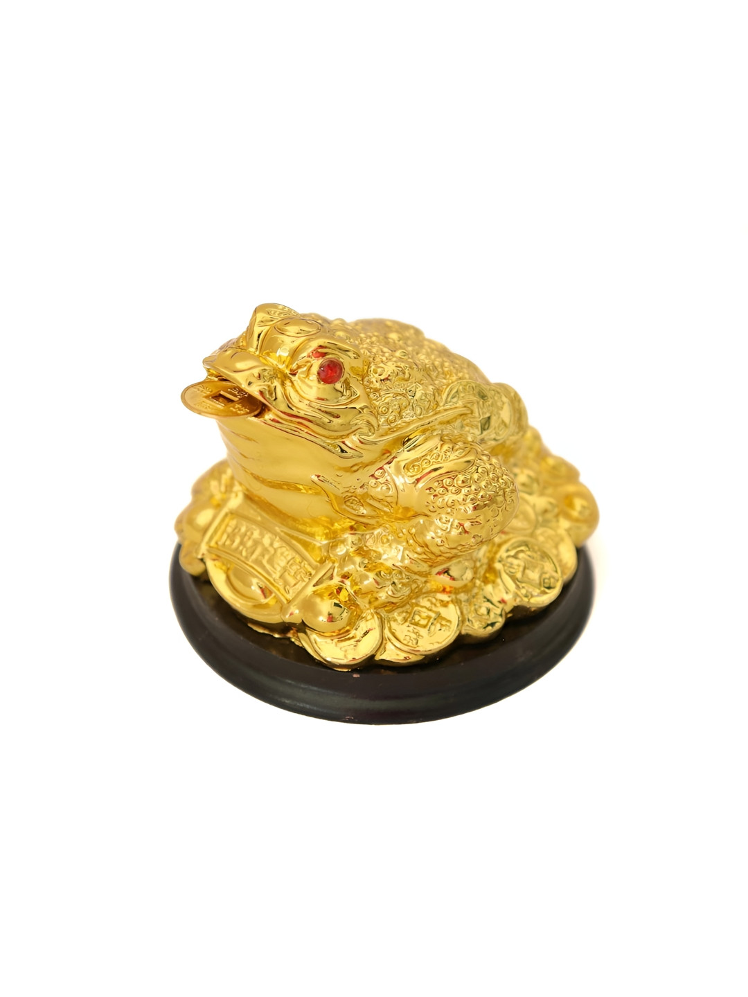 The Spiritual Living Lucky Three Legged Money Frog with Coin in Mouth Gold Polyresin Glossy Living Room Small Showpiece -