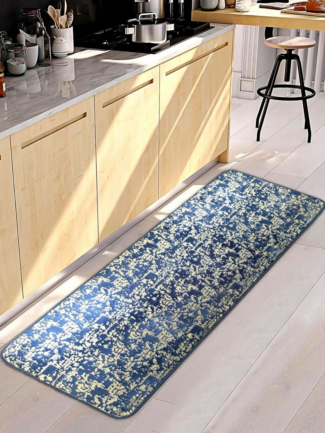 ELEGANT WEAVERS Blue & Beige Printed Durable FloorRunner