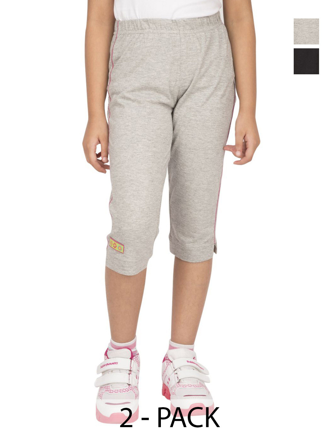 OCEAN RACE Girls Pack of 2 Cotton Relaxed Fit Capris