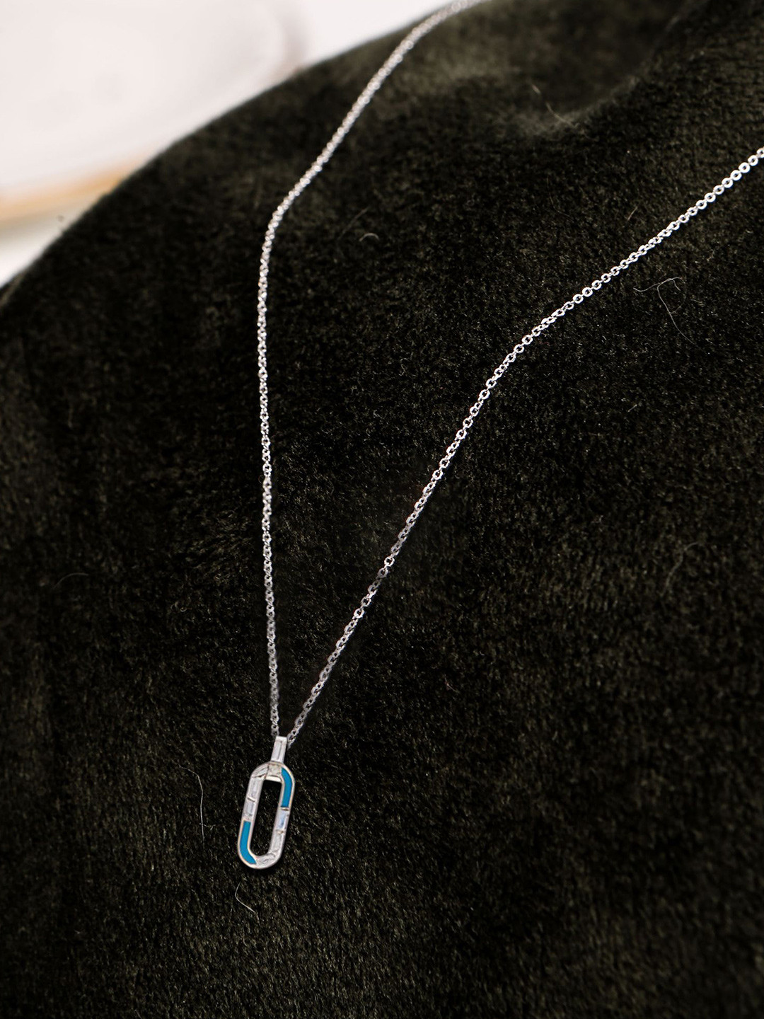 TVISVA JEWELS 925 Sterling Silver-Plated Cubic Zirconia Studded Pendants With Chains