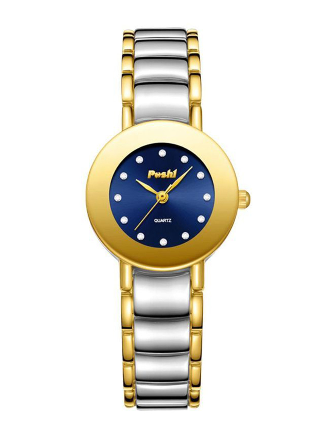 Poshi Women Circle Dial Stainless Steel Strap Watch with Adjustable Clasp