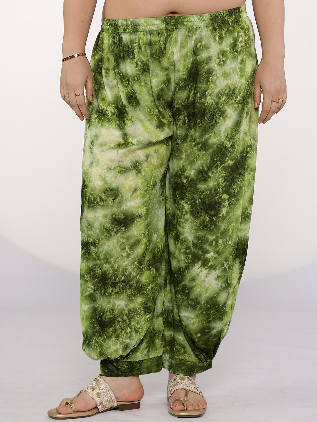 LetsDressUp Women Green TieDye Afghani Salwar