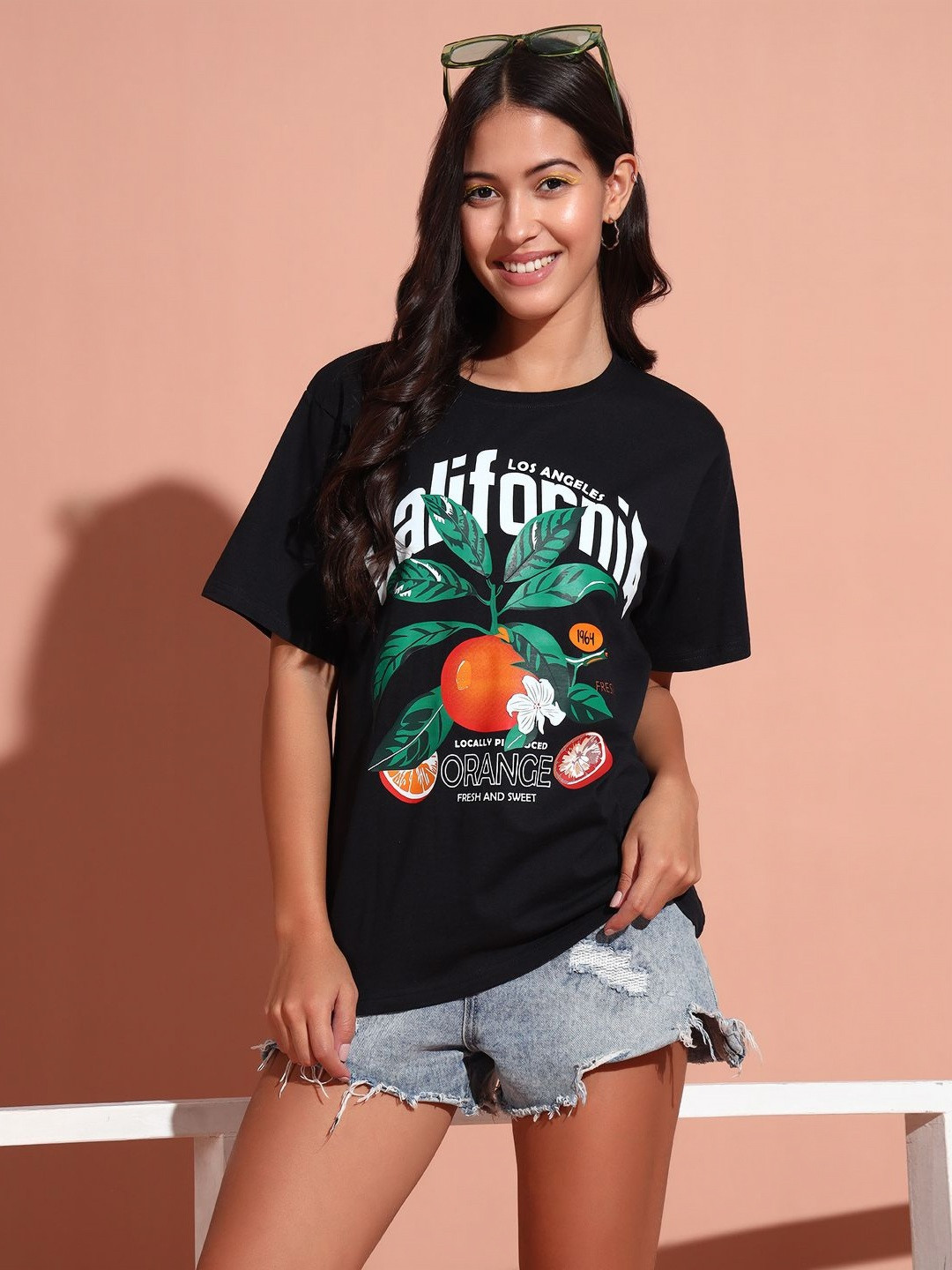 The Dry State Women Printed Extended Sleeves Raw Edge T-shirt