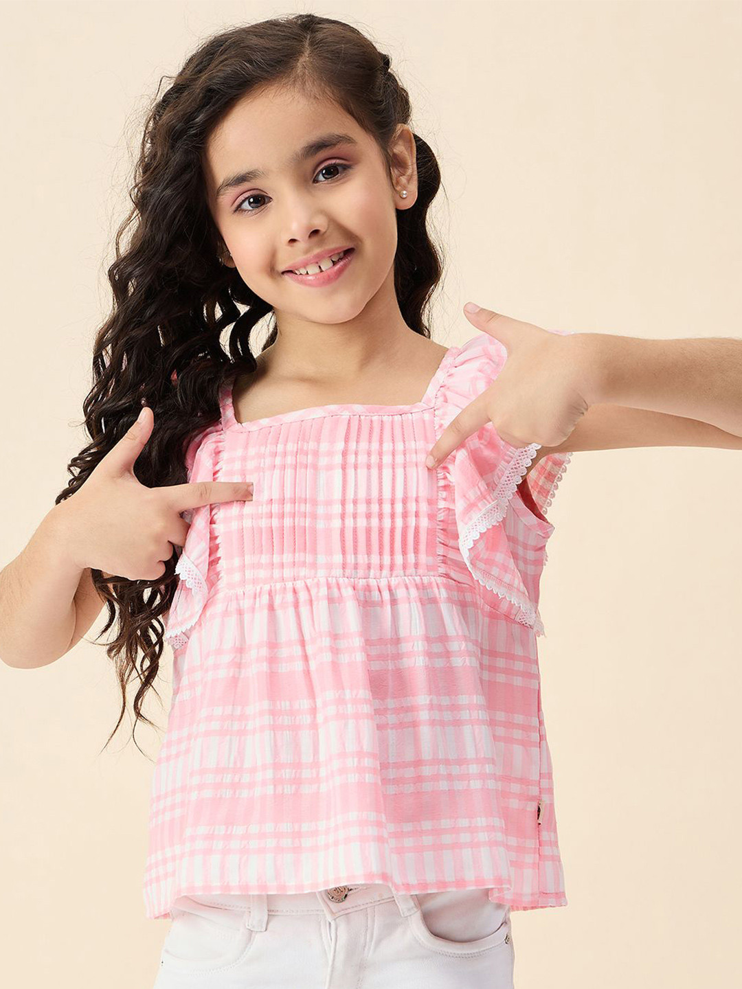 StyloBug Checked Crepe Top