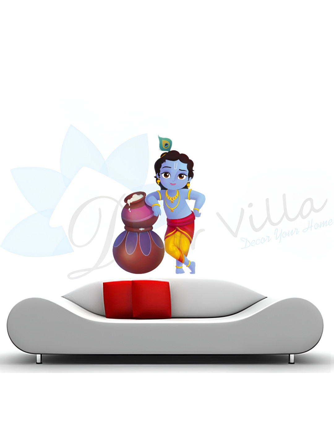 Decor Villa Blue & Red Printed Self-Adhesive Wallpaper