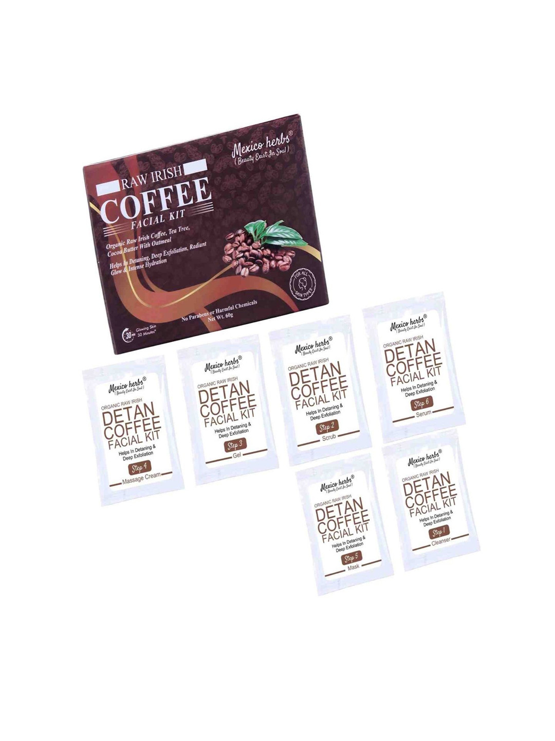 Mexico herbs Detan Coffee Facial Kit For Instant Glow - 60 g