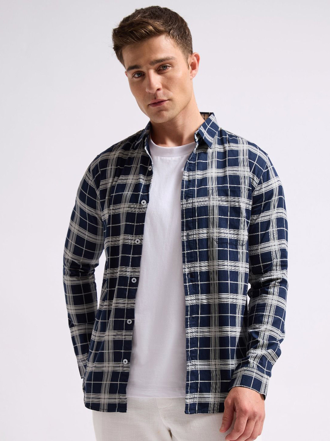 MISCHIEF MONKEY MEN PREMIUM TAILORED FIT C HECKED SHIRT