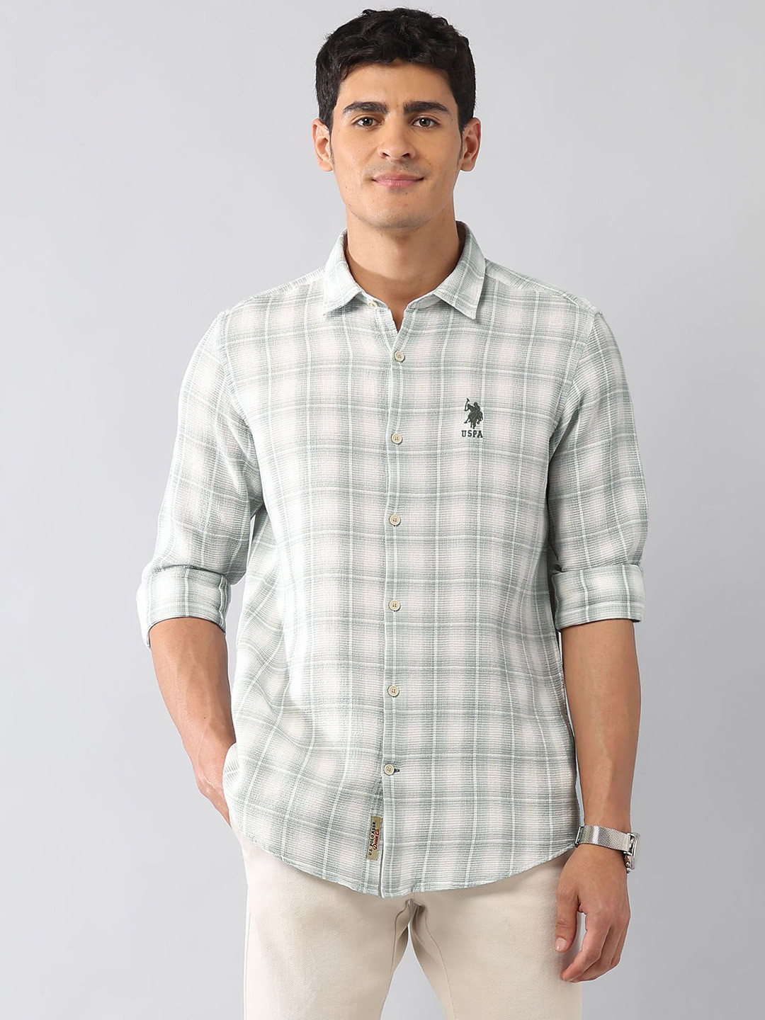 U.S. Polo Assn. Denim C. Men Classic Tartan Checks Checked Regular Fit Cotton Shirt