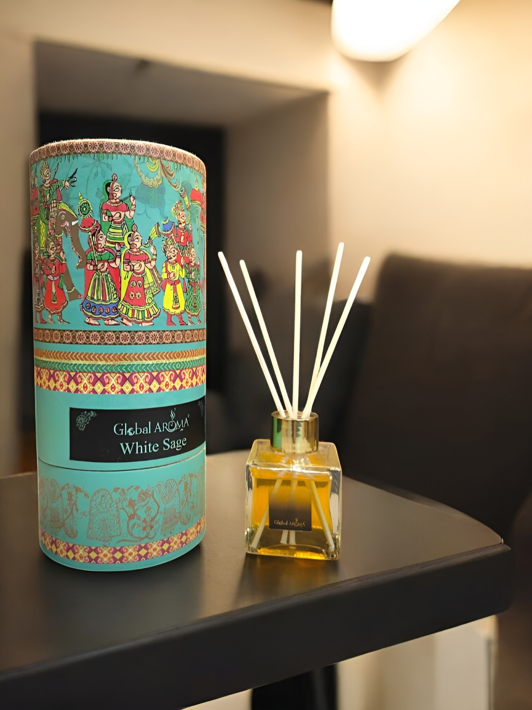 GLOBAL AROMA Blue & Red White Sage Reed Aroma Oil Diffuser & Sticks 100ml