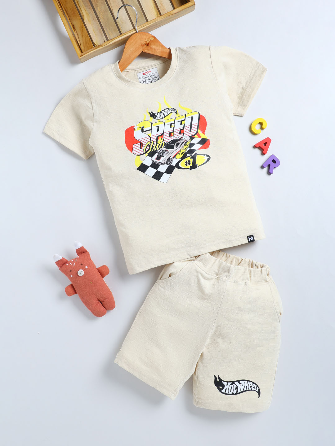 YK X Minute Mirth Boys Hot Wheels Printed T-shirt with Shorts