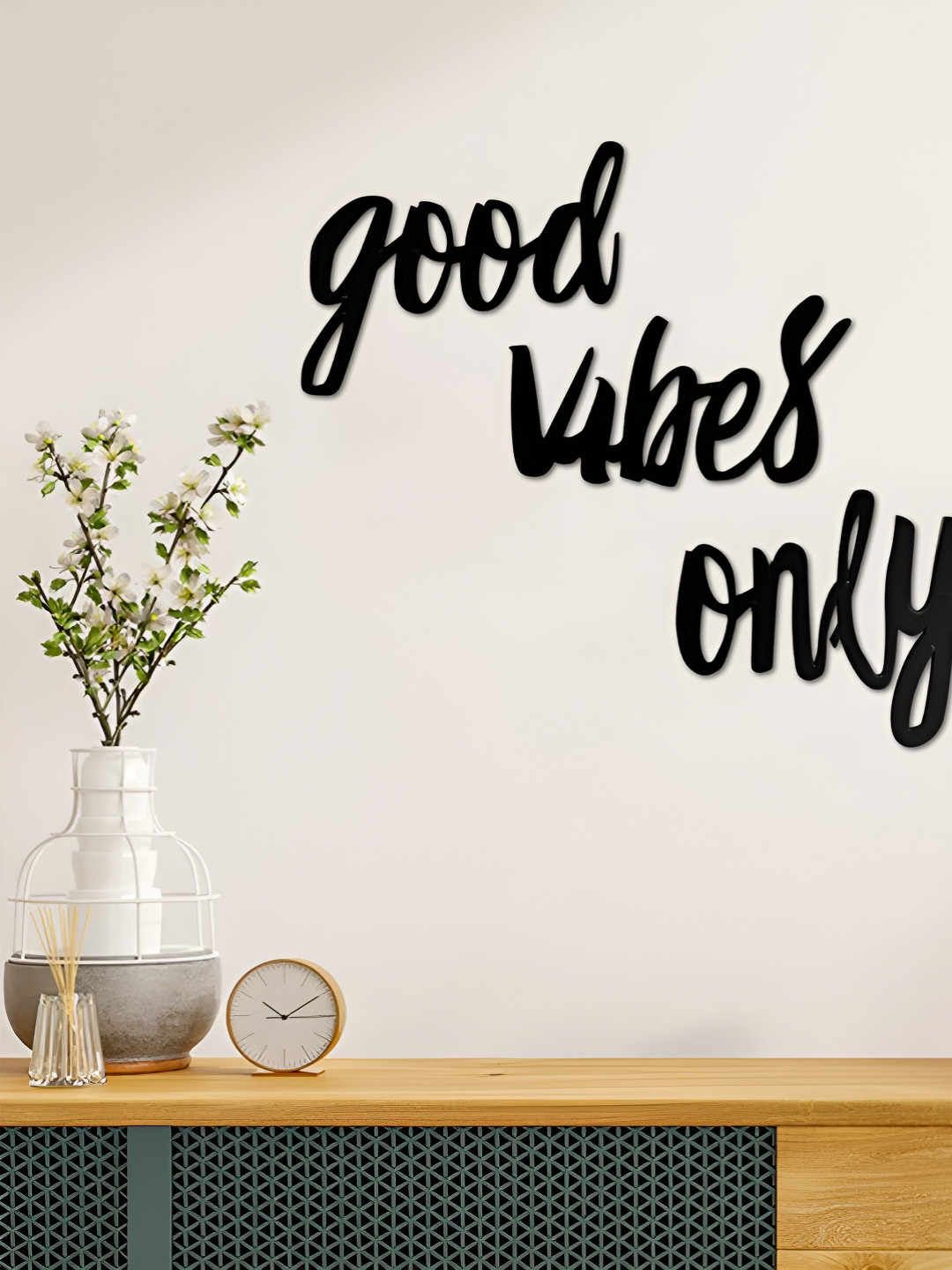 Ascension Good Vibes Only Words Wood Matte Sticking Hall Signs and Plaques-6.3In