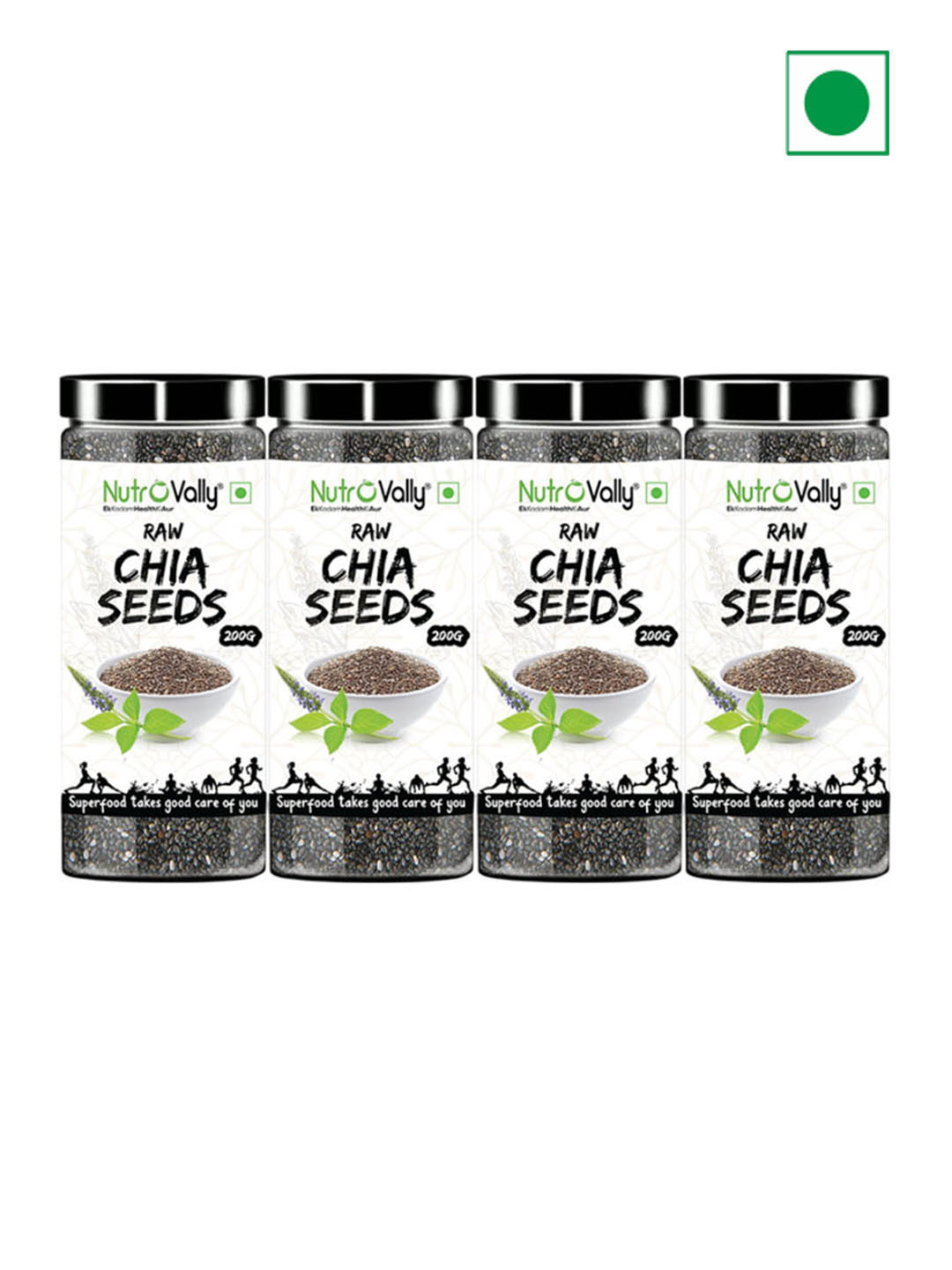 NutroVally Set Of 4 Raw Chia Seeds - 200 g Each
