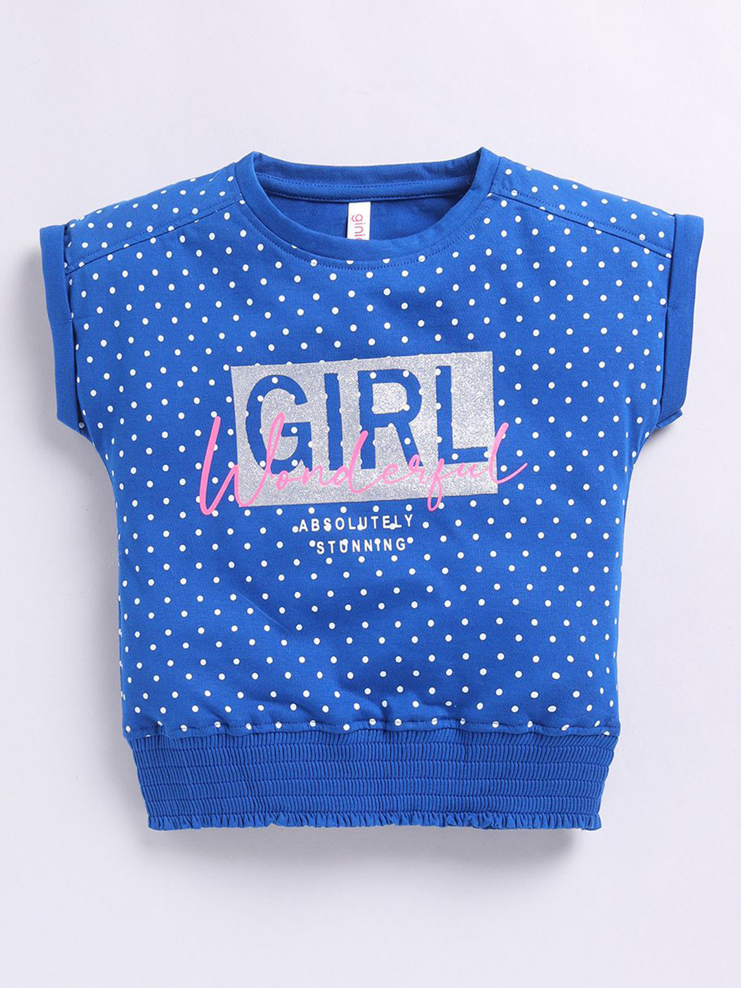 Ginie Polka Dot Print Extended Sleeves Cotton Top