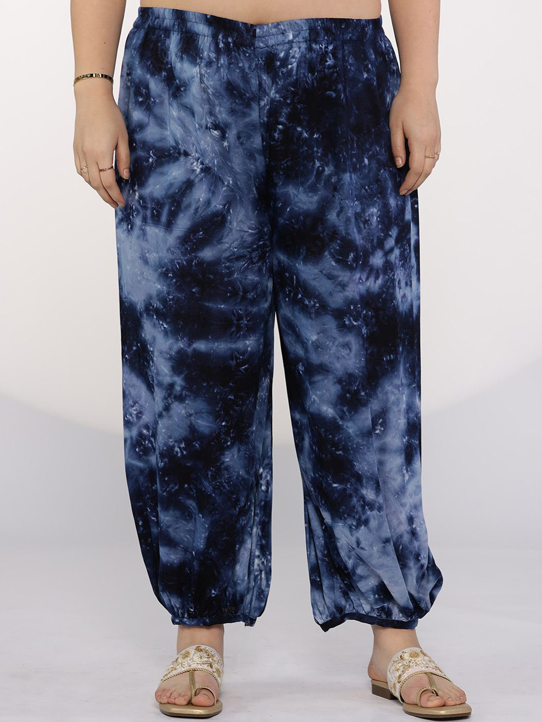 LetsDressUp Women Navy Tie & Dye Loose Fit Balloon Salwar