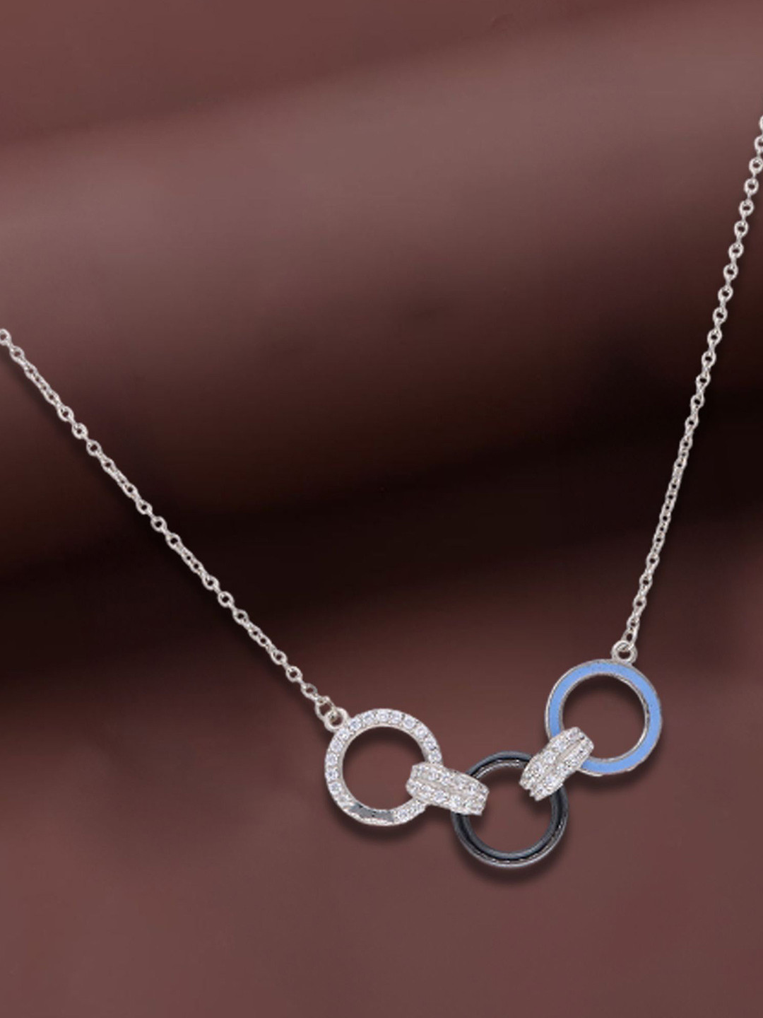 TVISVA JEWELS 925 Sterling Silver-Plated Cubic Zirconia Studded Pendants With Chains