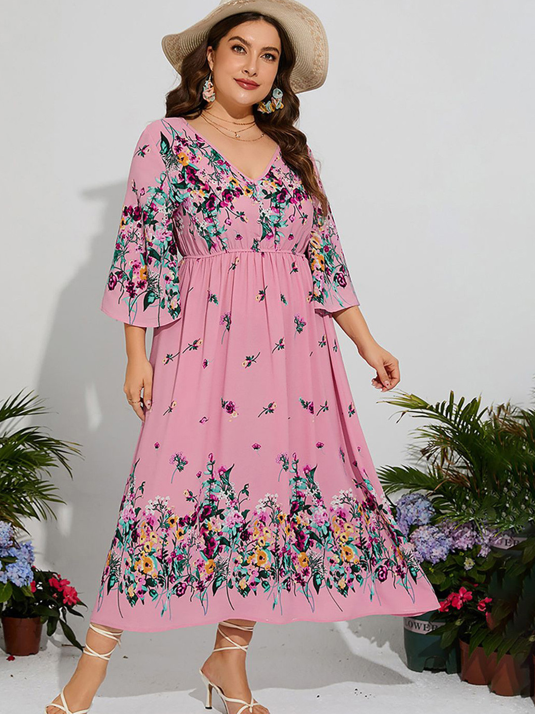 JC Mode  Women Floral Print Fir And Flare Maxi Dress